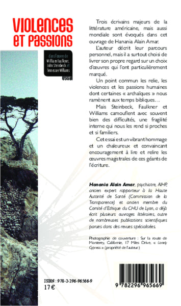 Violences et passions dans l'oeuvre de William Faulkner, John Steinbeck et Tennessee Williams