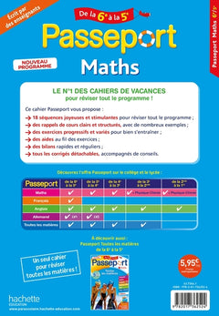 Passeport - Maths de la 6e à la 5 e - Cahier de vacances 2026