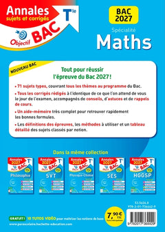 Annales Objectif BAC 2027 - Spécialité Maths Tle - sujets et corrigés