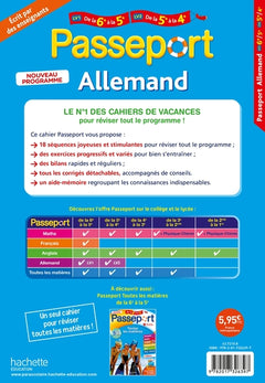 Passeport - Allemand - De la 6e à la 5e - Cahier de vacances 2026
