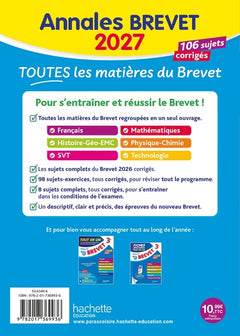 Annales Brevet 2027 - Tout-en-un 3e - sujets et corrigés
