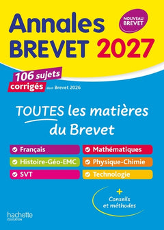 Annales Brevet 2027 - Tout-en-un 3e - sujets et corrigés