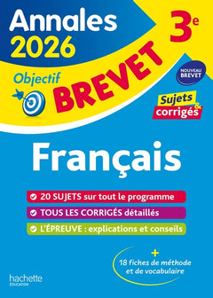 Annales Brevet 2026 - Français 3e - sujets et corrigés