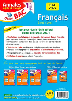 Annales Objectif BAC 2027 - Français 1res STMG - STI2D - ST2S - STL - STD2A - STHR - sujets et corri