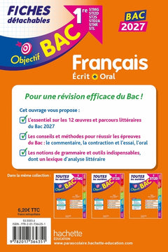 Objectif BAC 2027 Fiches détachables Français 1res STMG - STI2D - ST2S - STL - STD2A - STHR