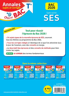 Annales Objectif Bac 2026 - Spécialité SES Tle