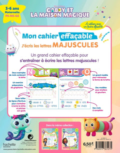 Gabby et la maison magique - Mon cahier effaçable - J'écris les lettres majuscules (3-6 ans)