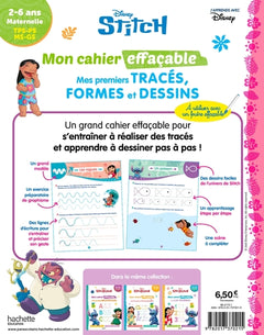 Disney -  Stitch - Mon cahier effaçable - Mes premiers tracés, formes et dessins (2-6 ans)