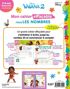 Disney - Vaiana 2  - Mon cahier effaçable - J'écris les nombres (3-6 ans)