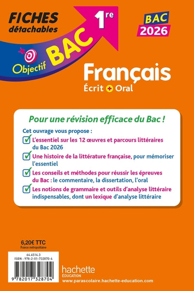Objectif Bac 2026 Fiches détachables Français 1re générale