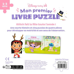 DISNEY BABY - Mon Premier Livre Puzzle - 4 pièces - Stitch fait la fête
