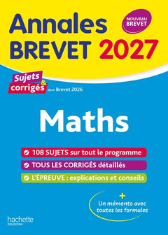 Annales Brevet 2027 - Maths 3e - sujets et corrigés
