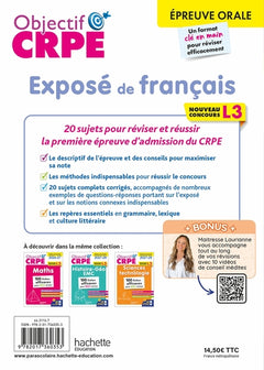 Objectif CRPE 2027-2028 - Exposé de Français- 20 sujets corrigés - Épreuve orale d'admission L3