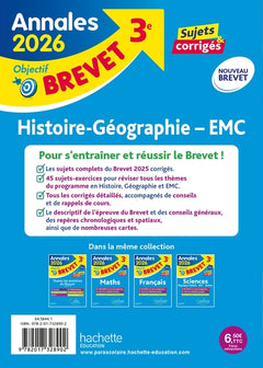 Annales Brevet 2026 - Histoire-géo-EMC 3e - sujets et corrigés