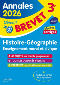 Annales Brevet 2026 - Histoire-géo-EMC 3e - sujets et corrigés