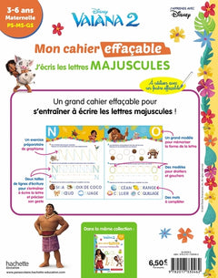 Vaiana 2 - Mon cahier effaçable - J'écris les lettres majuscules