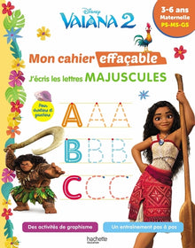 Vaiana 2 - Mon cahier effaçable - J'écris les lettres majuscules