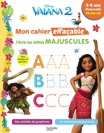Vaiana 2 - Mon cahier effaçable - J'écris les lettres majuscules