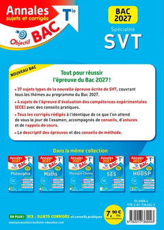 Annales Objectif BAC 2027 - Spécialité SVT Tle - sujets et corrigés