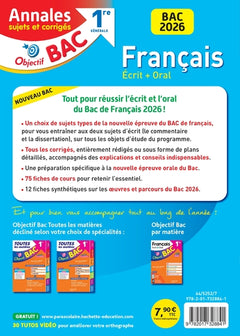 Annales Objectif BAC 2026 - Français 1re générale - sujets et corrigés