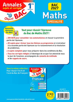 Annales Objectif Bac 2027 - Spécialité Maths - 1re générale - sujets et corrigés