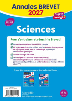 Annales Brevet 2027 - Sciences 3e - sujets et corrigés
