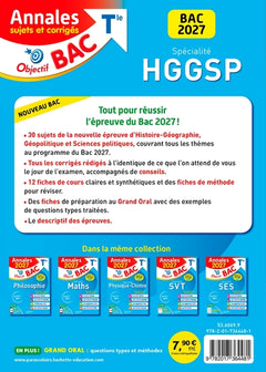 Annales Objectif BAC 2027 - Spécialité HGGSP Tle - sujets et corrigés