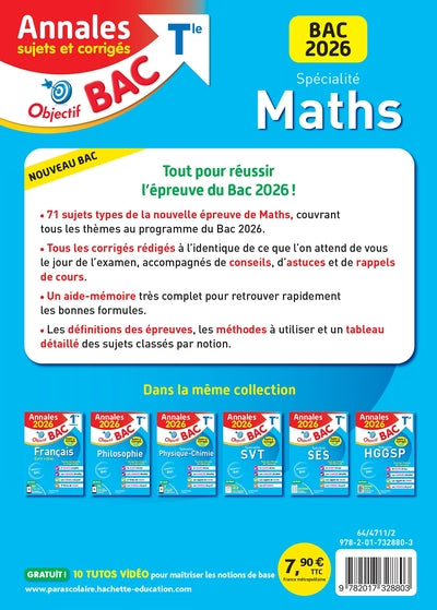 Annales Objectif Bac 2026 - Spécialité Maths Tle