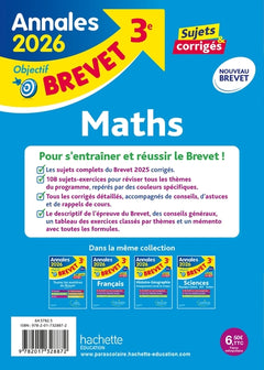 Annales Brevet 2026 - Maths 3e - sujets et corrigés