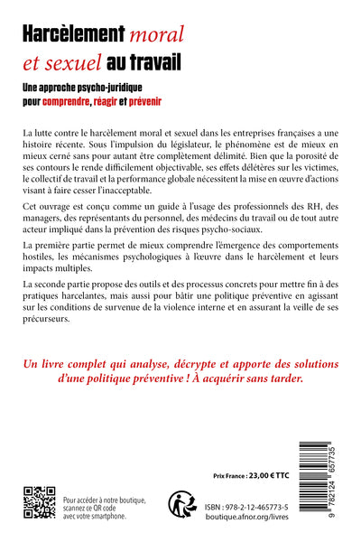 Harcèlement moral et sexuel au travail