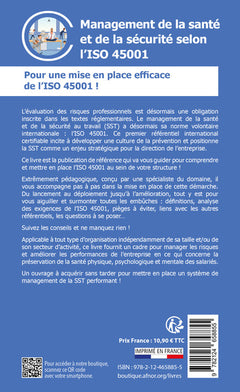 Management de la santé et de la sécurité selon l'ISO 45001