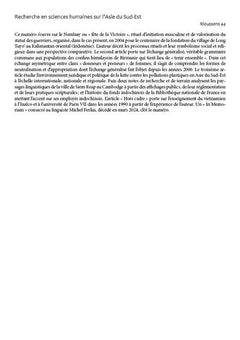 Recherche en sciences humaines sur l'Asie du Sud-Est