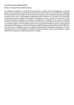 Gouvernance des organisations