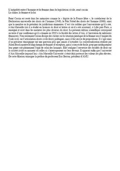 L’inégalité entre l’homme et la femme dans la législation civile
