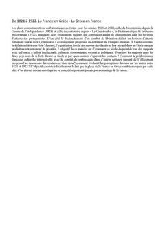 De 1821 à 1922. La France en Grèce - La Grèce en France