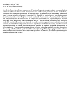 La thèse Cifre en SHS