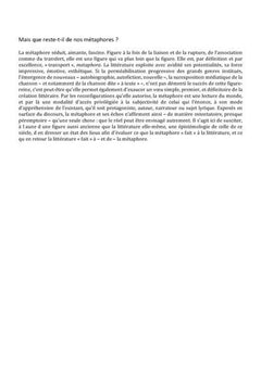 Mais que reste-t-il de nos métaphores ?