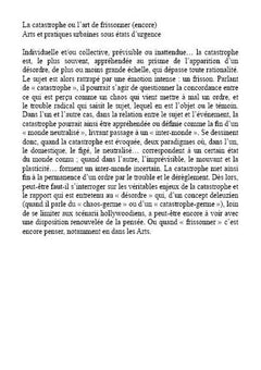 La catastrophe ou l'art de frissonner (encore)