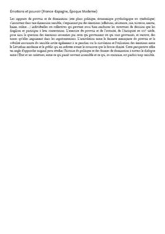 Émotions et pouvoir (France -Espagne, Époque Moderne)