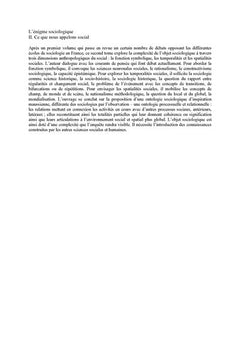 L’énigme sociologique
