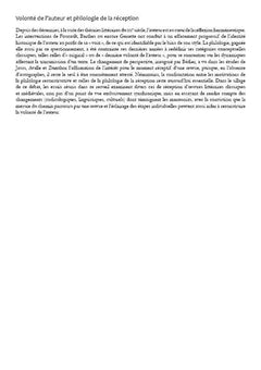 Volonté de l’auteur et philologie de la réception