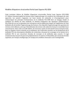Modèles d'équations structurelles Partial Least Squares PLS-SEM