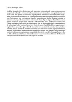 Lire la Shoah par balles