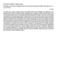 Scandales et Église à l’âge baroque