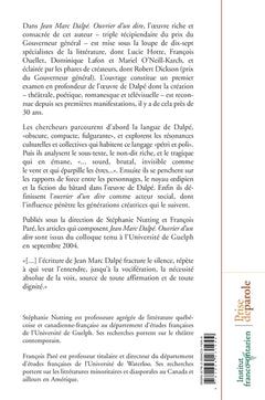Jean Marc Dalpé. Ouvrier d'un dire
