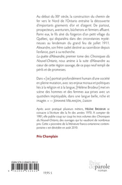 La quête d'Alexandre: Chroniques du Nouvel-Ontario, tome 1