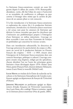 Introduction à la littérature franco-ontarienne