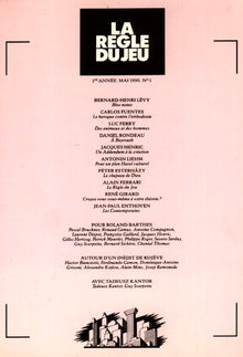La règle du jeu, numéro 1