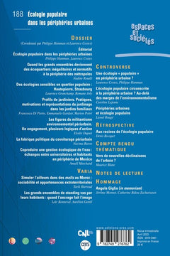 Espaces et sociétés 188 - Écologie populaire dans les périphéries urbaines