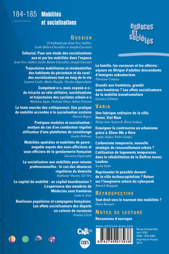 Espaces & sociétés 184-185 - mobilités et socialisations